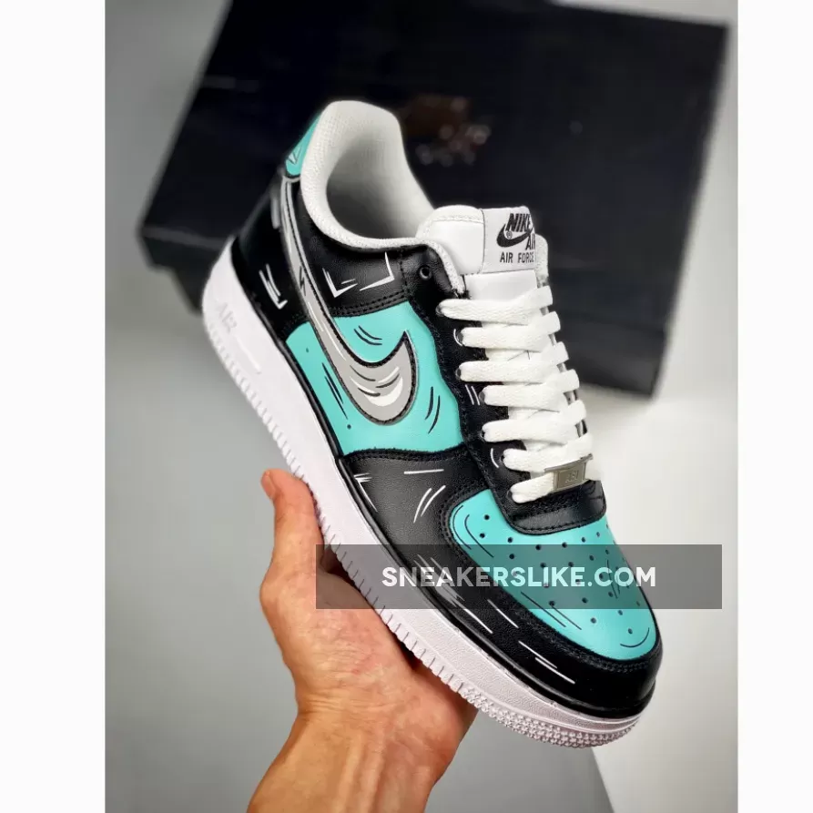 Custom Nike Air Force 1 Low Black Green - green and black nike sneakers