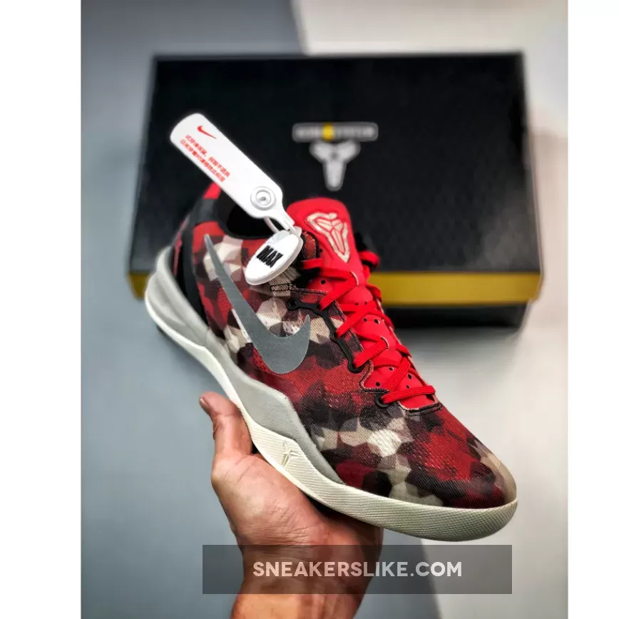 Nike Kobe 8 System 'Milk Snake' University Red/Sail-Peal Grey 555035-601 #kobe 8 red