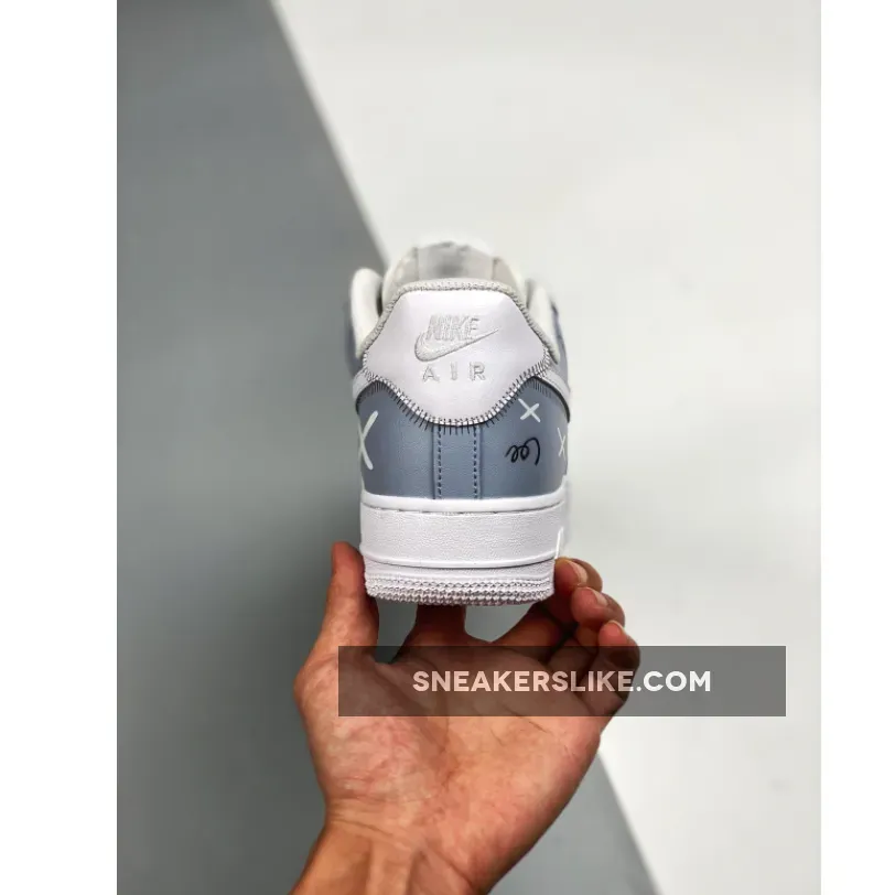 Custom x Kaws Nike Air Force 1 Low Blue White - kaws jordan 1 low