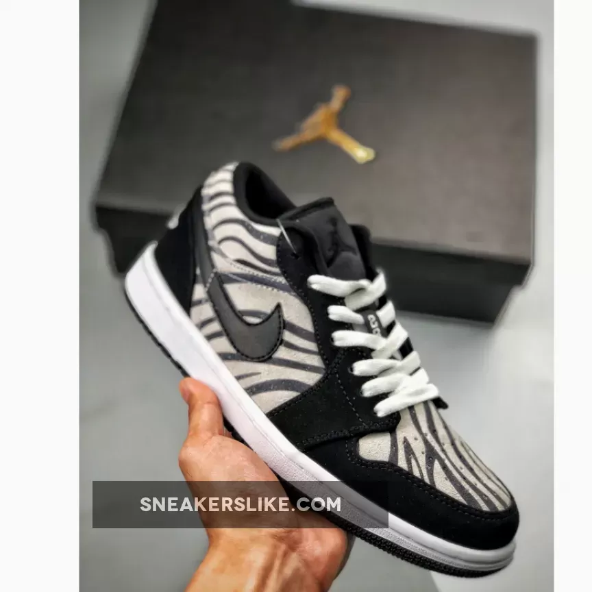 Air Jordan 1 Low Zebra Black/White-Sail #zebra jordan