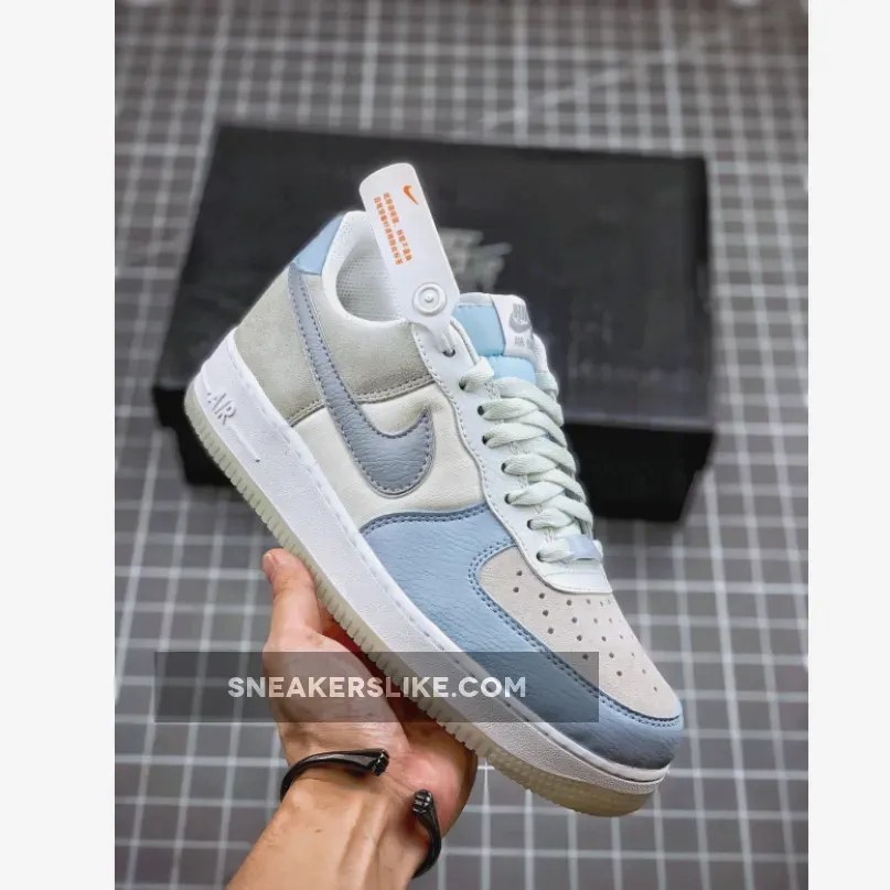 Nike Air Force 1 07 LV8 2 Blue White #air force 1 low premium light armory blue