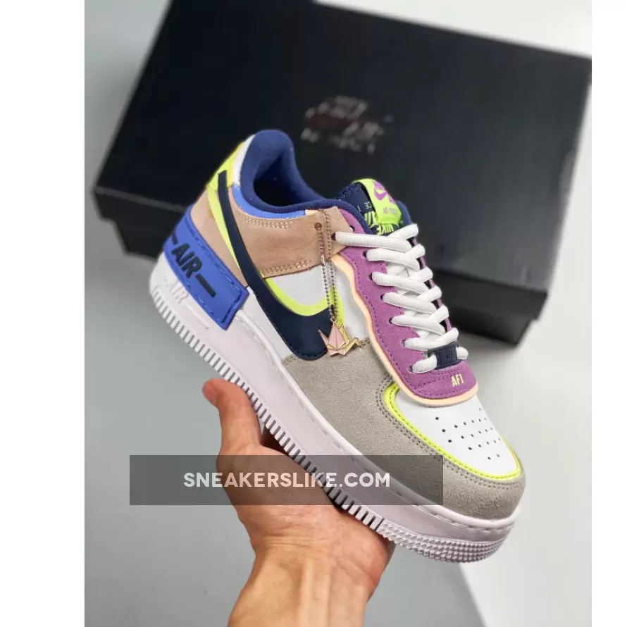 Ladies Nike Air Force 1 Shadow Photon Dust/Royal Pulse/Barely Volt - air force 1 shadow volt