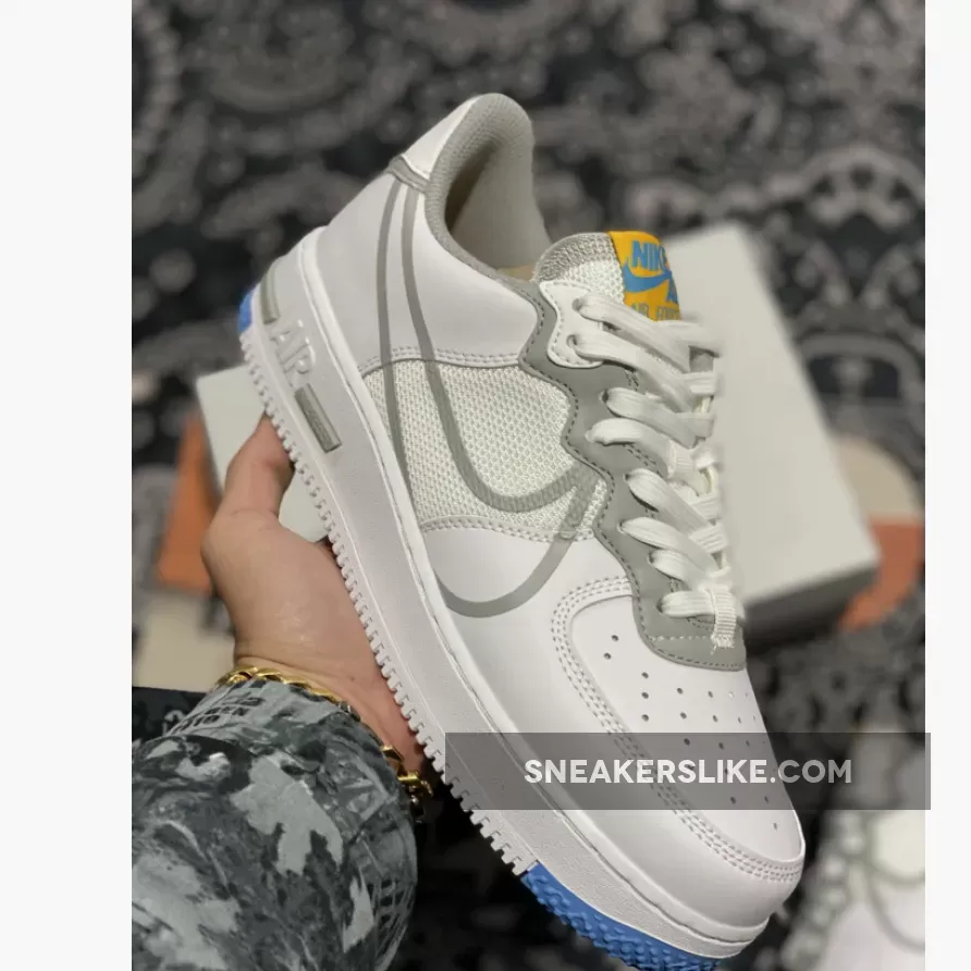 Nike Air Force 1 React D/MS/X White Blue CT1020-100 #air force 1 light smoke grey