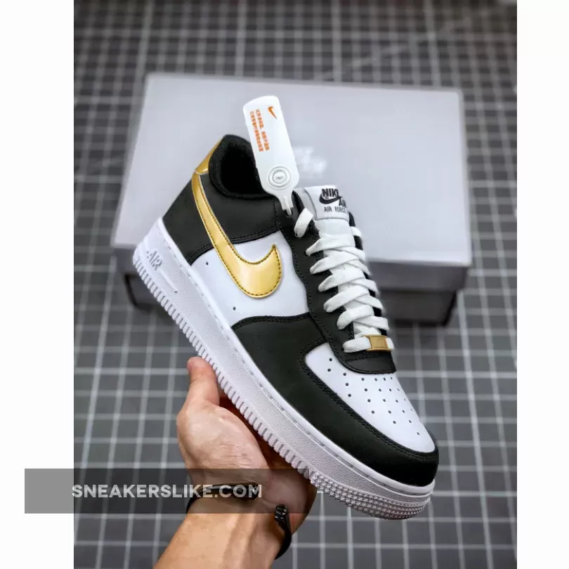 Nike Air Force 1 Low Black White Metallic Gold - black white and gold air force