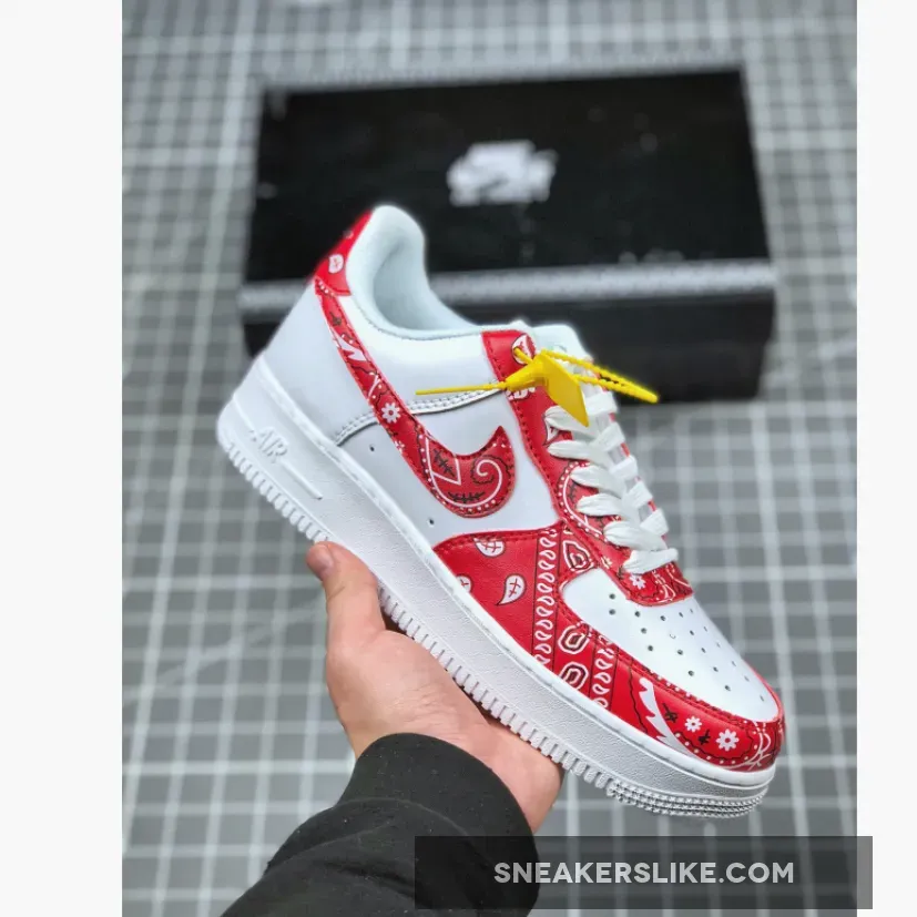 PEACEMINUSONE X Nike Air Force 1 Custom White Red Outlet