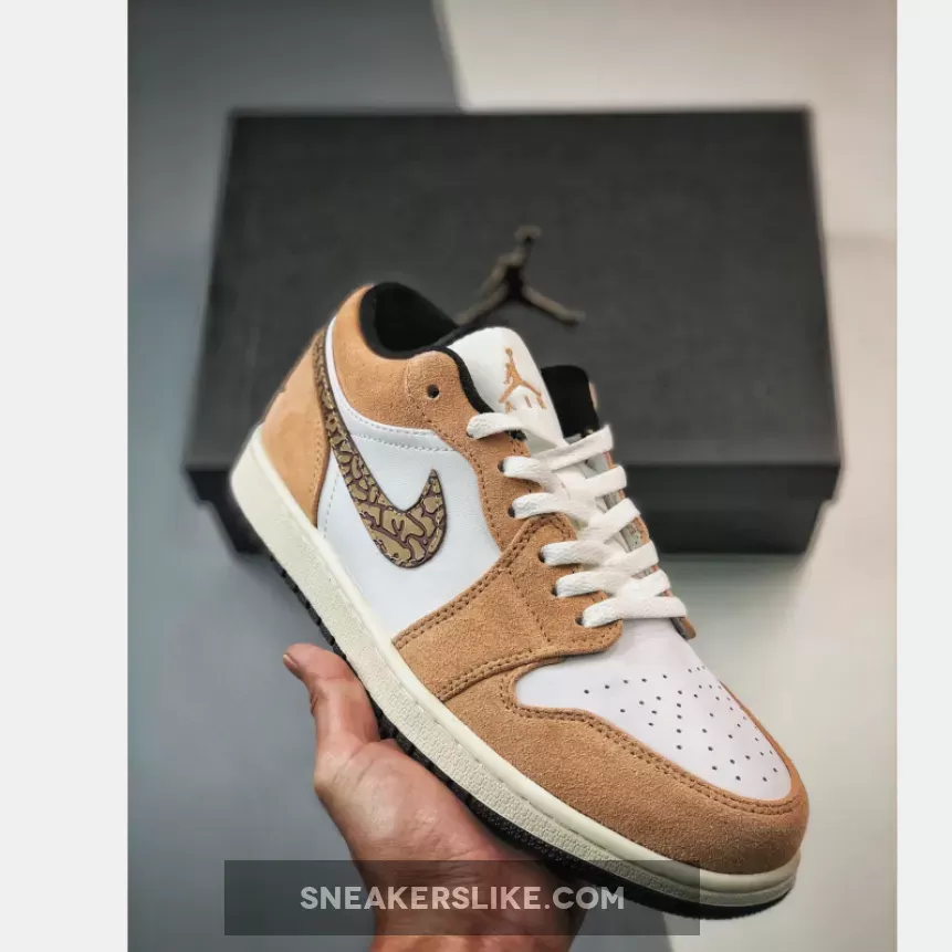 Air Jordan 1 Low 'Brown Elephant' Hemp/Metallic Gold-White-Tan-Black DZ4130-201 Online