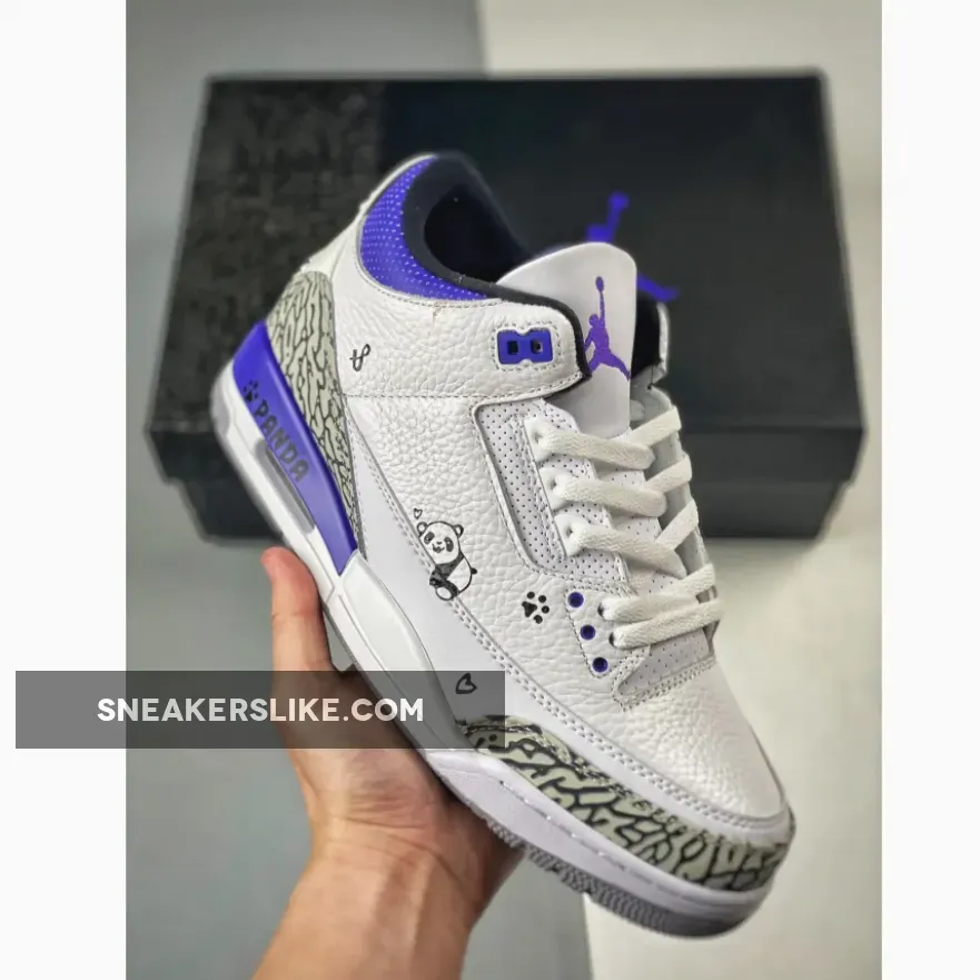Panda x Air Jordan 3 White/Black-Dark Iris | JORDAN 3 BLACK IRIS