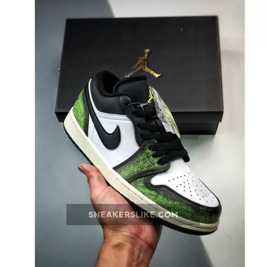 Air Jordan 1 Low Wear Away Black Green DN3705-003 Black Green And White Jordan 1