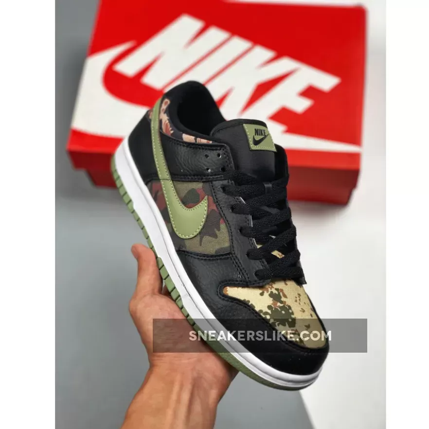 Nike Dunk Low 'Black Multi Camo' Black/Oil Green / orange green black dunks