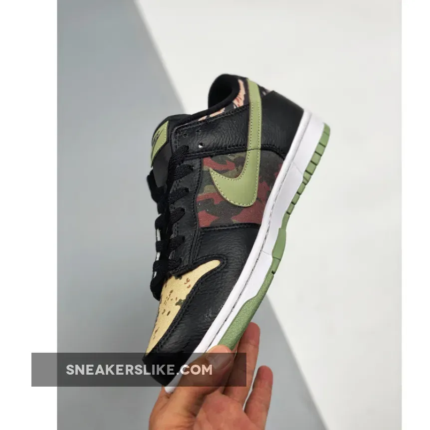 Nike Dunk Low 'Black Multi Camo' Black/Oil Green / orange green black dunks