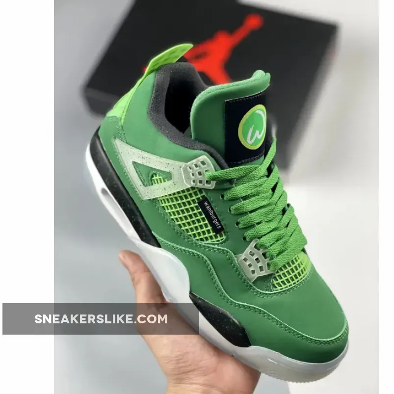 Air Jordan 4 Retro Wahlburgers PE Green White - jordan 4 walburger