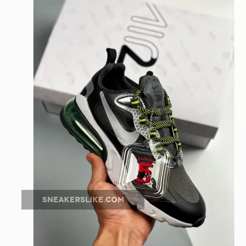 3M x Nike Air Max 270 React Black Reflective Silver / nike air max 270 react reflective