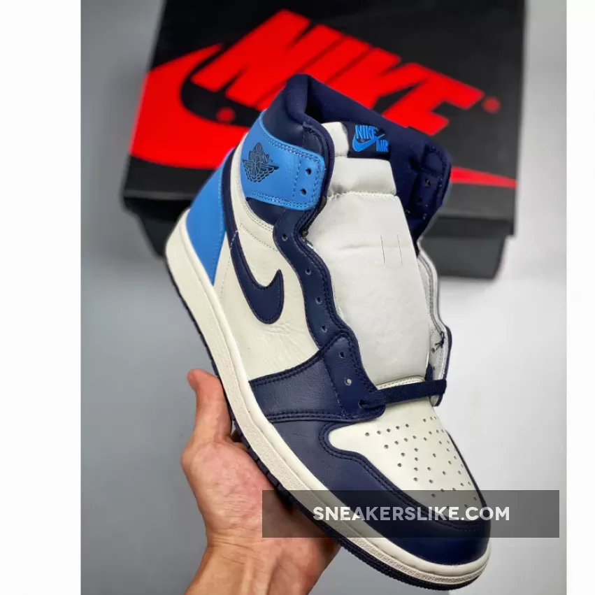 Air Jordan 1 Retro High OG 'Obsidian' 555088-140 - air jordan 1 retro high og sail obsidian university blue