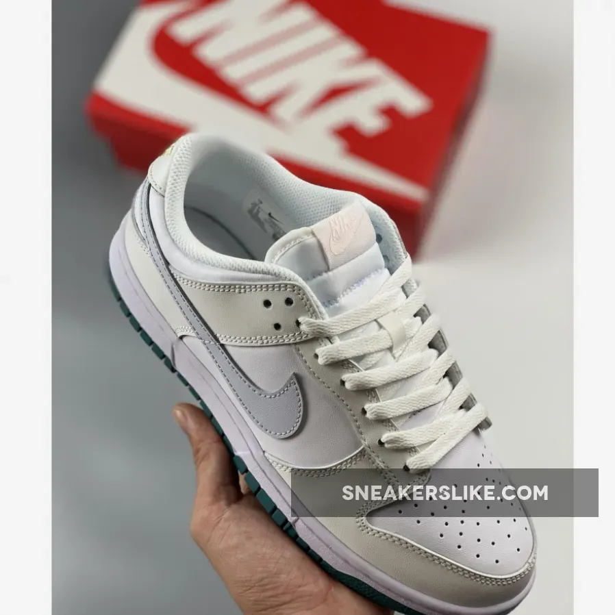 Nike Dunk Low White Green Grey FD9911-101 grey and teal
