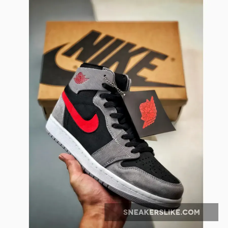 Air Jordan 1 High Zoom CMFT 2 Black/Fire Red-Cement Grey-White