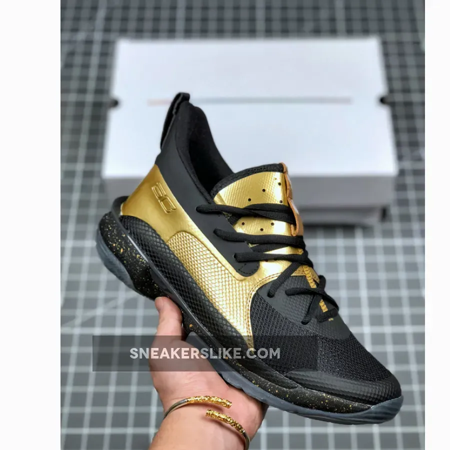 Under Armour Curry 7 'Earn It' Black/Gold Curry Shoes Black And Gold