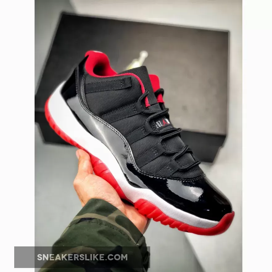 Air Jordan 11 Low 'Bred' Black/True Red White 528895-012 / jordan low 11 black red
