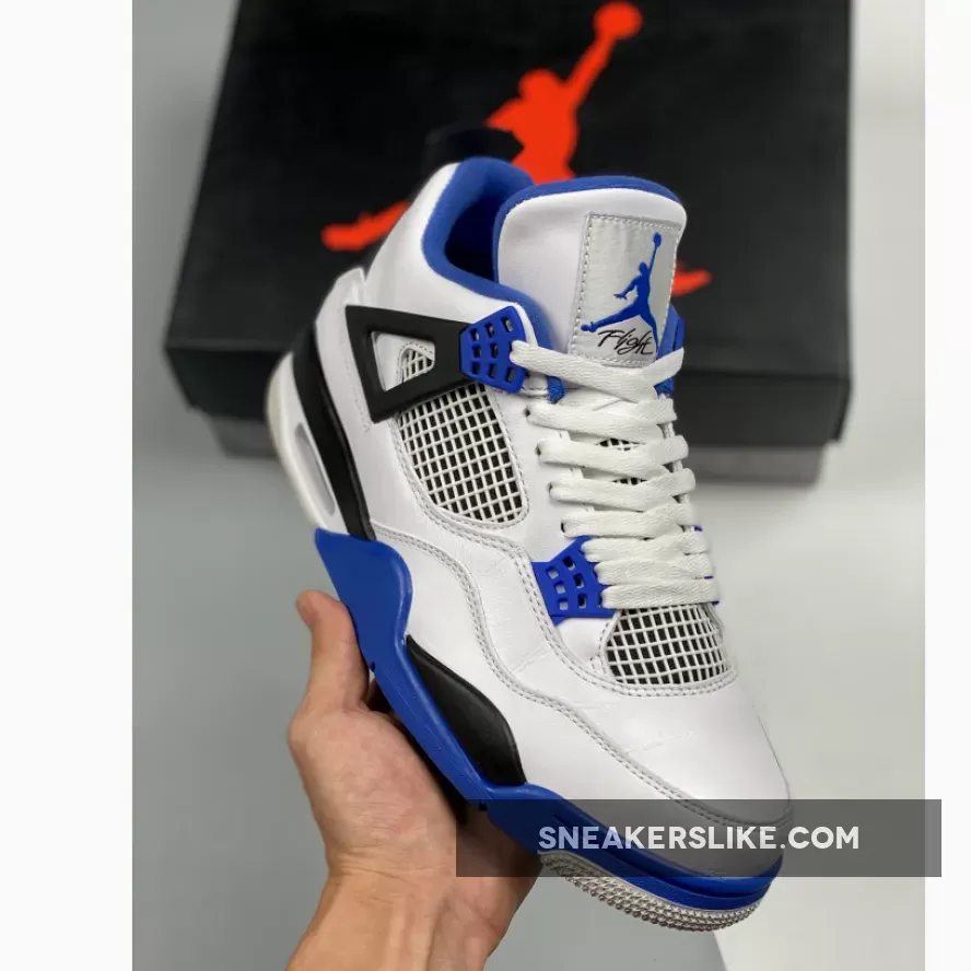 Air Jordan 4 Retro 'Motorsports' AJ4 White/Game Royal-Black / goat air jordan 4