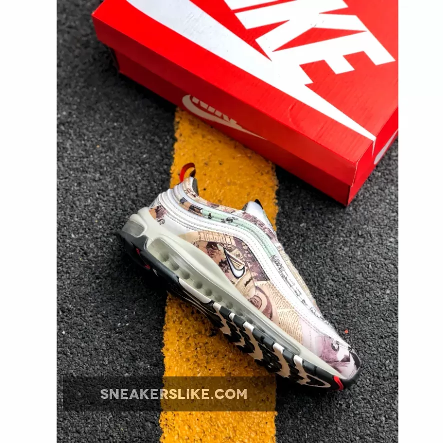Nike Air Max 97 'Newspaper' Sail/Black-Team Orange-White / air max 97 newspaper
