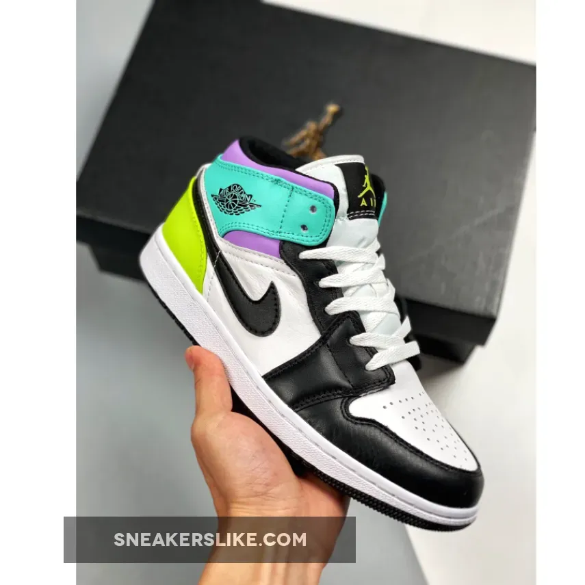 Air Jordan 1 Mid Purple Teal Green 554725-175 air jordan 1 mid gs pastel release date