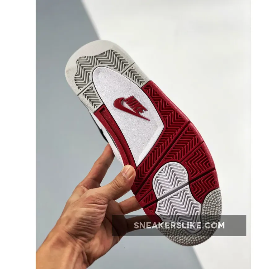 Air Jordan 4 Retro OG 'Fire Red' 2020 Mens White/Fire Red-Black-Tech Grey Basektball DC7770-160 - jordan 4 fire red cement
