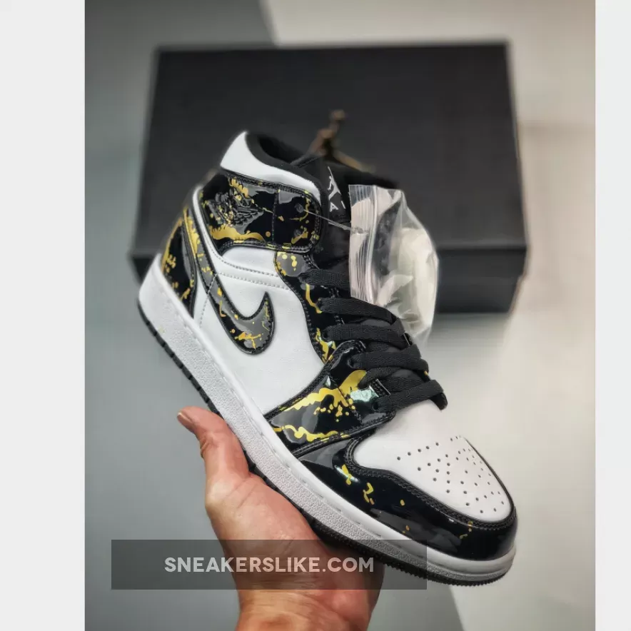 Air Jordan 1 Mid Black Gold White To Buy