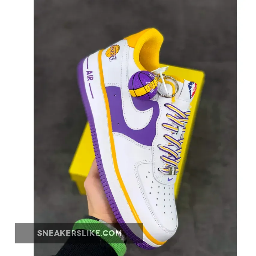 NBA x Nike Air Force 1 Low 'Lakers' White Purple Yellow / purple and yellow forces