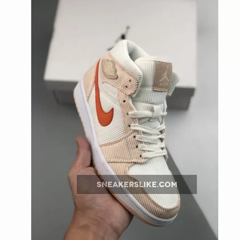 Air Jordan 1 Mid 'Corduroy' Sail/Soft Pink-Orange / wmns air jordan 1 mid se 'corduroy'