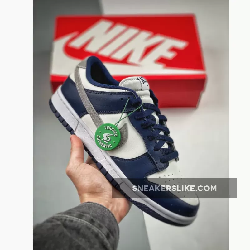 Nike Dunk Low Midnight Navy/Light Smoke Grey-White navy blue and white nike dunks