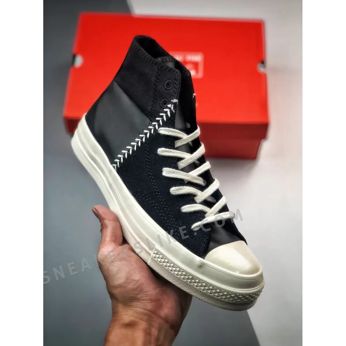 Converse Chuck 70 Crafted Leather Black/Egret/University Red 173131C / chuck 70 high top red
