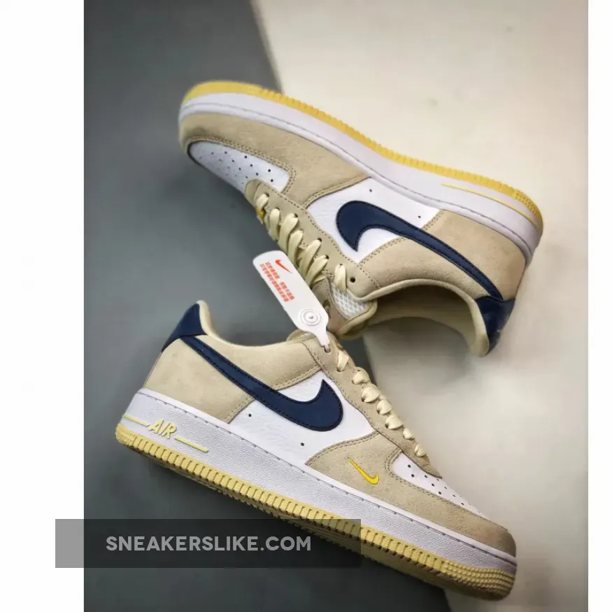 Nike Air Force 1 Low Tan Navy Gold - Navy And Gold Nikes FV6332-100