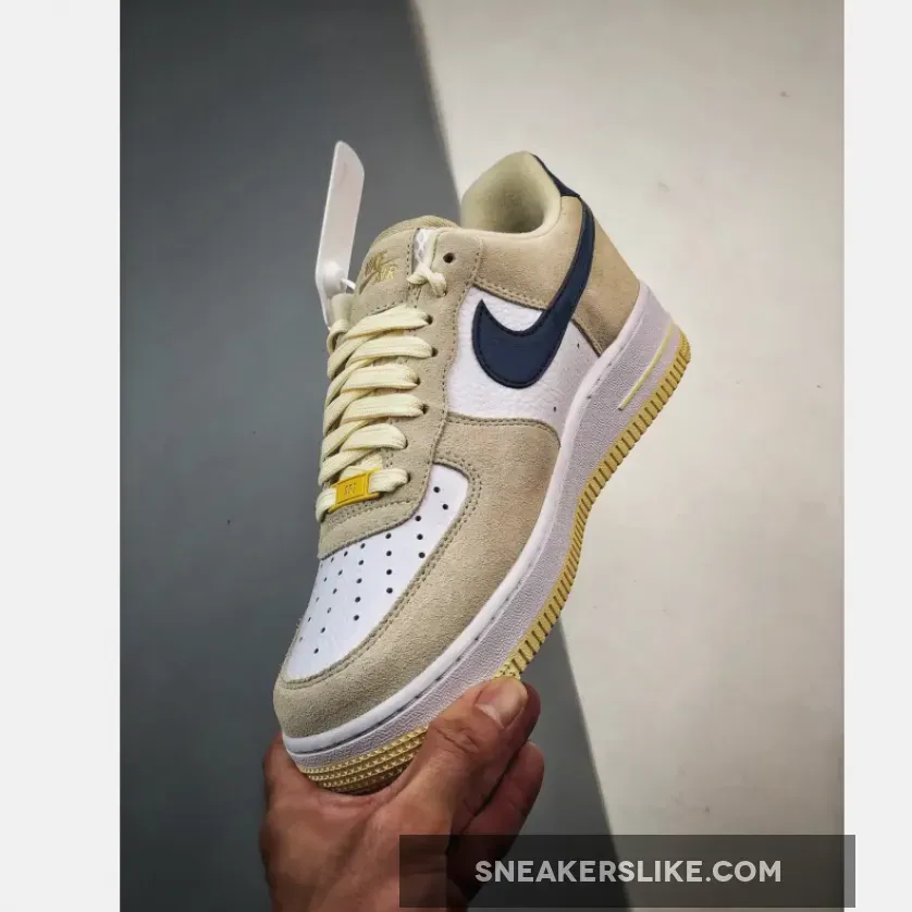Nike Air Force 1 Low Tan Navy Gold - Navy And Gold Nikes FV6332-100