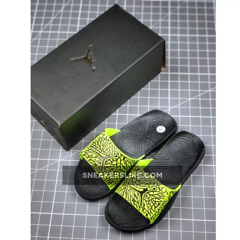 Air Jordan Hydro 7 Black Volt Slippers BQ6290-700