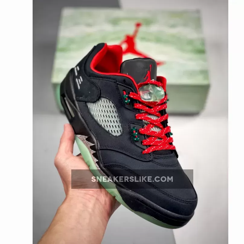 Clot x Air Jordan 5 Low Black Red Silver / jordan 5 black and red