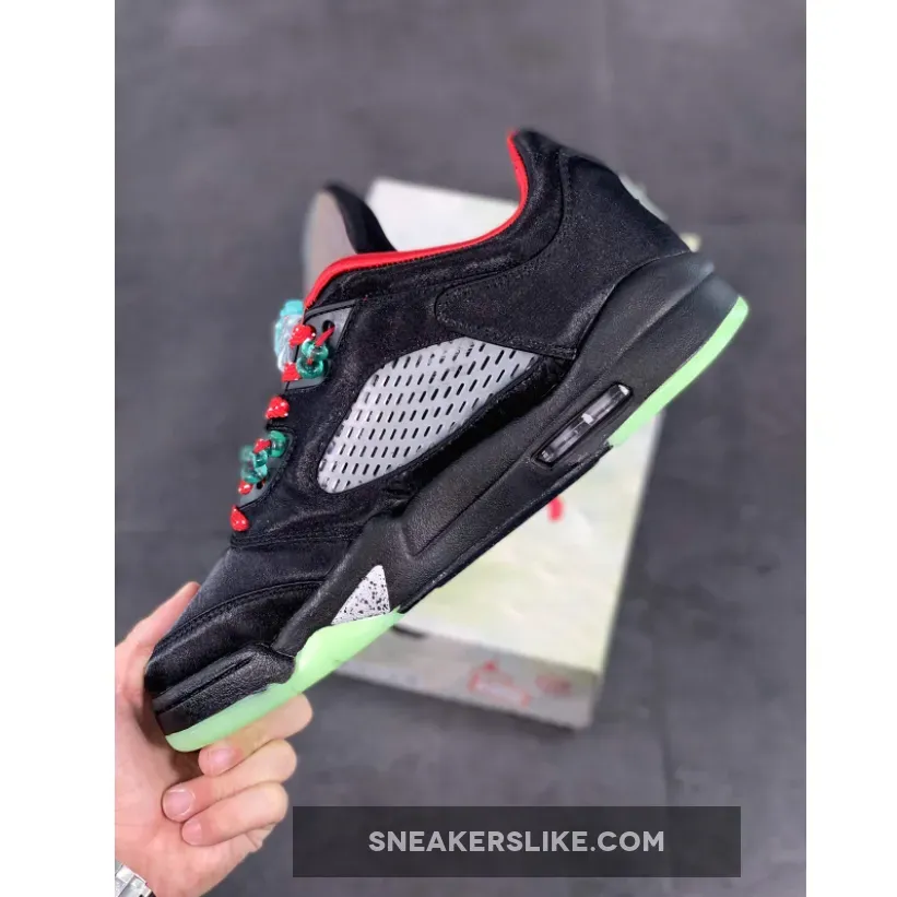Clot x Air Jordan 5 Low Black Red Silver / jordan 5 black and red