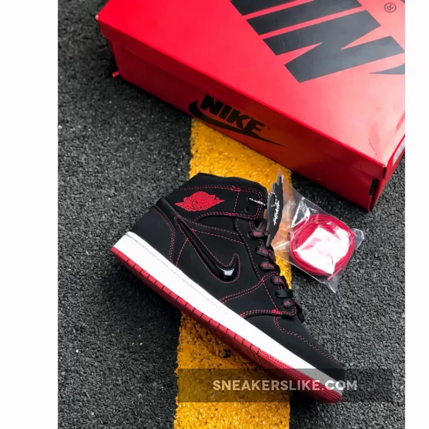 Air Jordan 1 Mid 'Fearless' Black/Gym Red-White New Releases