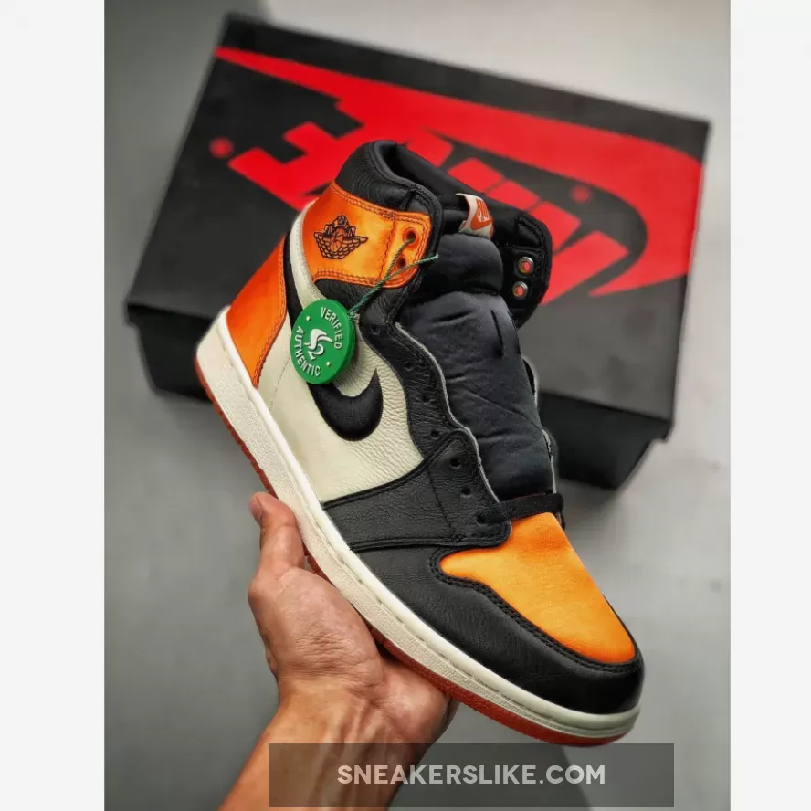 Jordan 1 Satin Shattered Backboard Orange Black Womens AV3725-010 - black starfish
