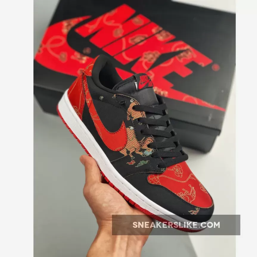 Air Jordan 1 Low OG 'CNY' Black/University Red-Metallic Gold-White - air jordan 1 low chinese new year