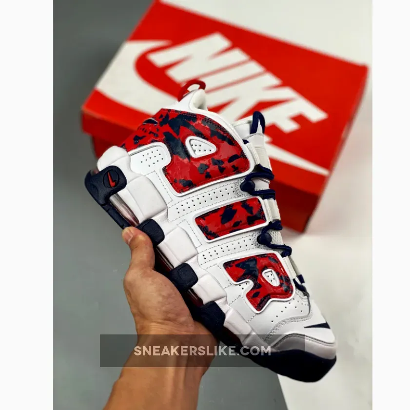 Nike Air More Uptempo 'USA Camo' White Blue Red CZ7885-100 nike uptempo white navy