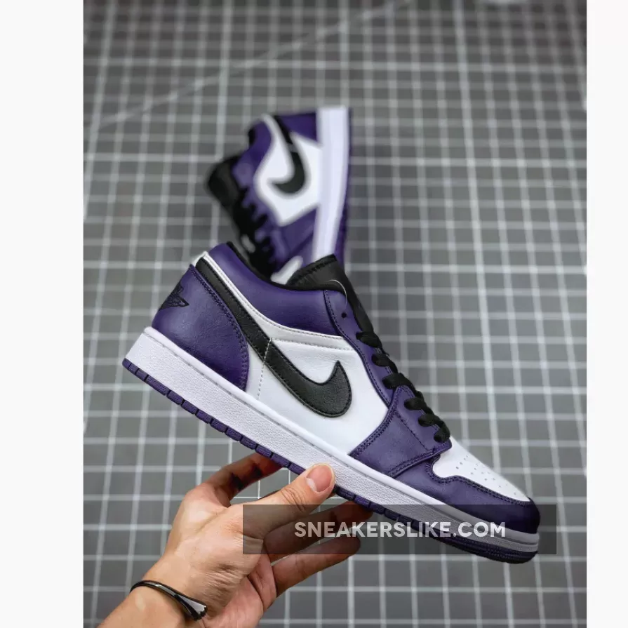Air Jordan 1 Low Court Purple/White/Black 553558-500 jordan low purple