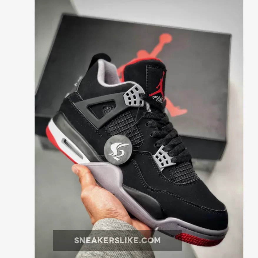 Air Jordan 4 Retro 'Bred' 2019 Release Black/Cement Grey-Summit White AJ4 308497-060 Jordan 4 Black Cement