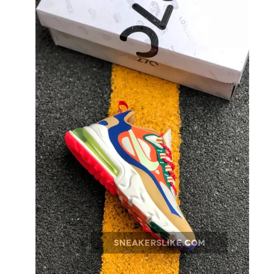 Nike Wmns Air Max 270 React Desert Sand Volt Blue / nike air max 270 desert sand