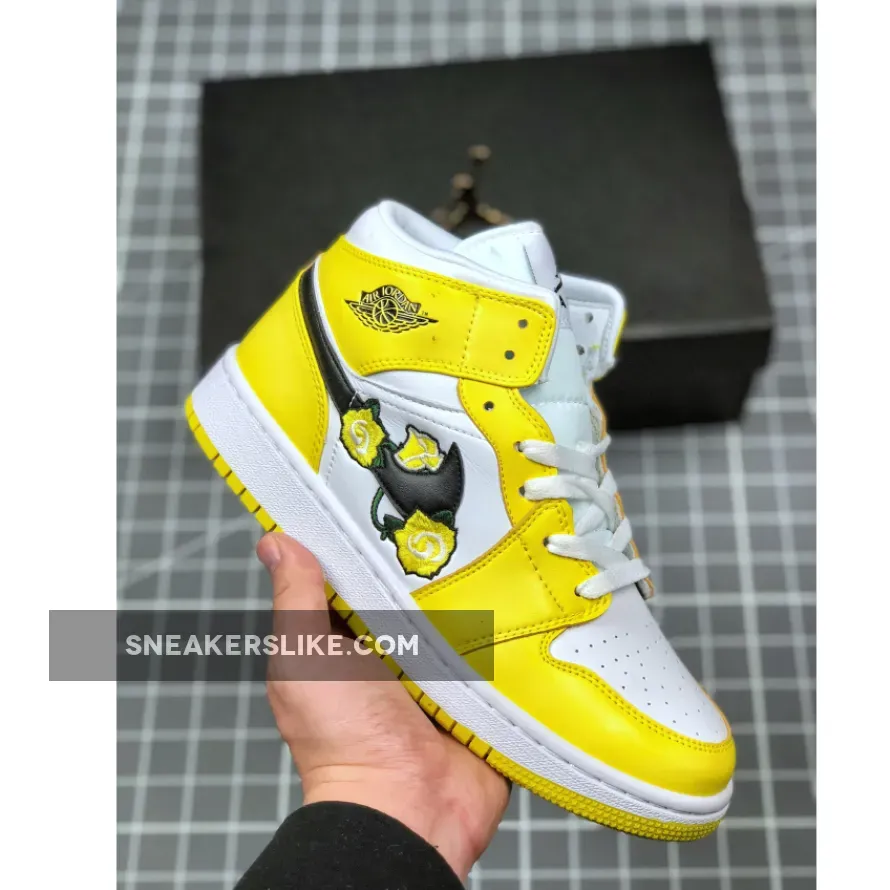 Air Jordan 1 Mid 'Yellow Flower' / yellow jordans with flowers