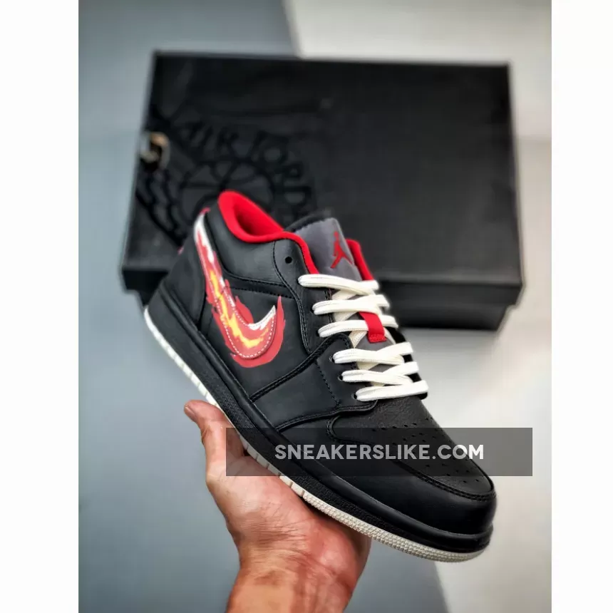 Air Jordan 1 Low 'Born To Fly' Black/Sail-White-Fitness Red FJ7073-010 Restock