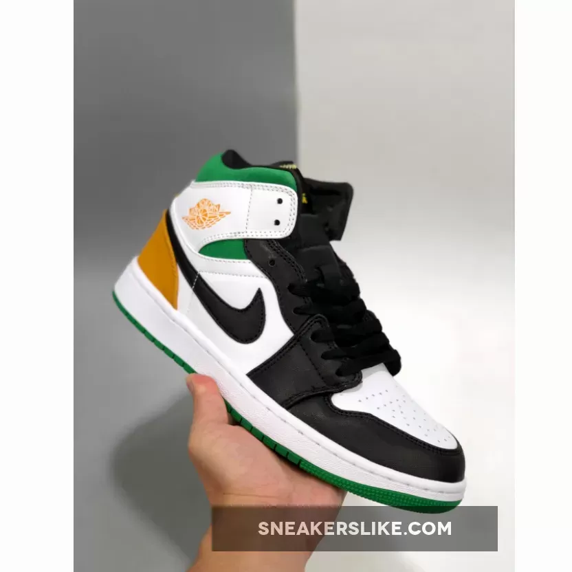 Air Jordan 1 Mid SE White/Laser Orange-Black-Lucky Green - jordan 1 green and orange