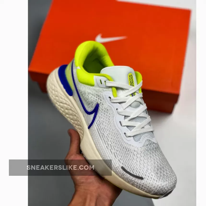 Nike ZoomX Invincible Run Flyknit White/Cyber/Grey Fog/Racer Blue #nike zoomx invincible run flyknit sale