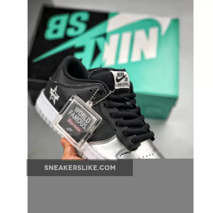 Supreme x Nike SB Dunk Low Silver Black CK3480-001 / nike dunk low black and silver