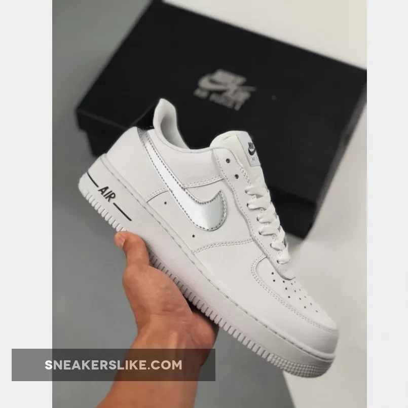 Nike Air Force 1 Low White Black Metallic Silver GS CZ4206-100 #black and silver air force 1