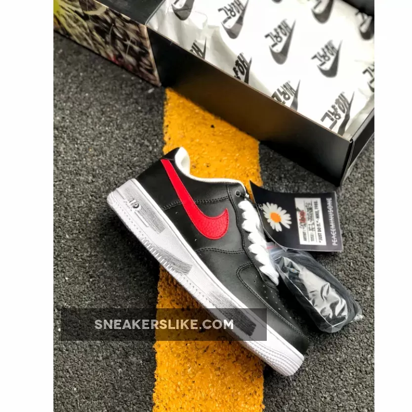 PEACEMINUSONE X Nike Air Force 1 Black/Sport Red-White Outlet