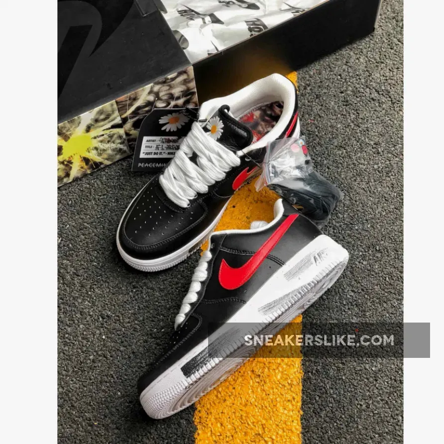 PEACEMINUSONE X Nike Air Force 1 Black/Sport Red-White Outlet